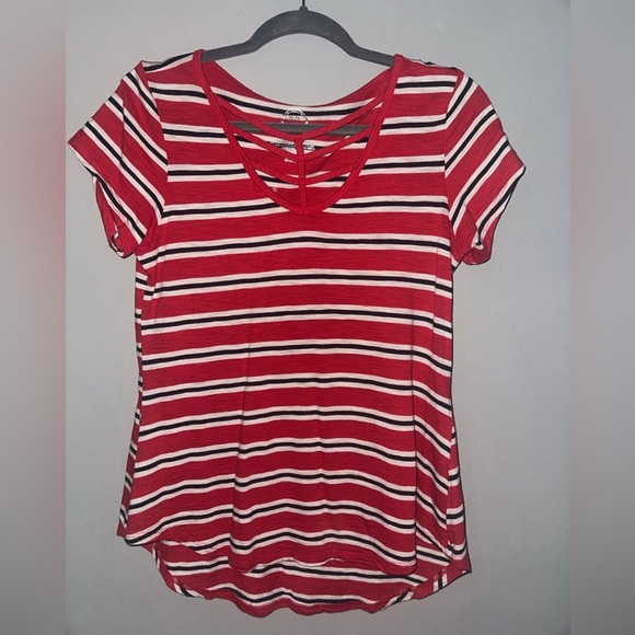 Maurices Red and White Striped Short Sleeve Tee - Picture 1 of 4